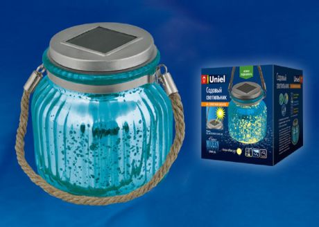 Светильник садовый Uniel Blue Jar на солнечных батареях