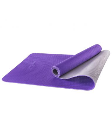 Коврик для йоги STARFIT FM-201 TPE 173x61x0,5 см, фиолетовый/серый