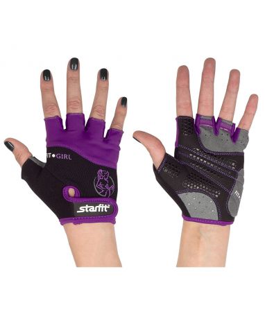 Перчатки для фитнеса STARFIT SU-113, черный/фиолетовый/серый
