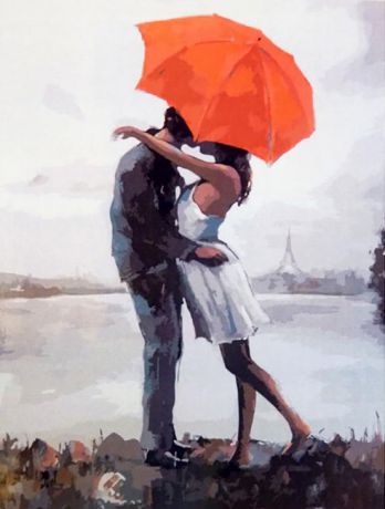 Картина по номерам Paintboy Original "Поцелуй под зонтом" 40х50см
