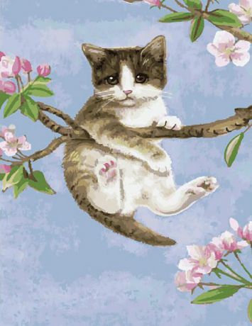 Картина по номерам Paintboy Original "Котик на ветке" 40х50см