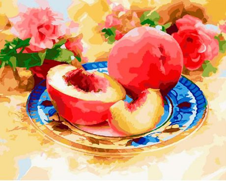 Картина по номерам Paintboy Original "Персики на тарелке" 40х50см