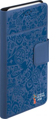 Чехол универсальный Wallet для смартфонов 5,5"-5,7", FIFA Official Pattern blue, синий, Deppa