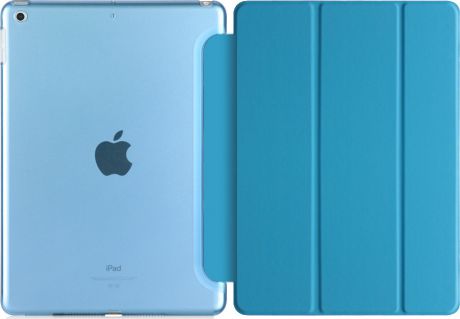 Чехол-обложка MyPads для Apple iPad Air тонкий умный кожаный на пластиковой основе с трансформацией в подставку голубой