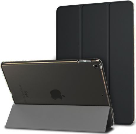 Чехол-обложка MyPads для Apple iPad Air 1 тонкий умный кожаный на пластиковой основе с трансформацией в подставку черный