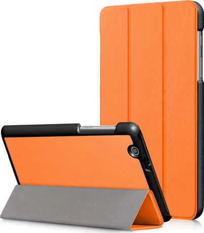 Чехол-обложка MyPads для Samsung Galaxy Tab E 9.6 тонкий умный кожаный на пластиковой основе с трансформацией в подставку оранжевый