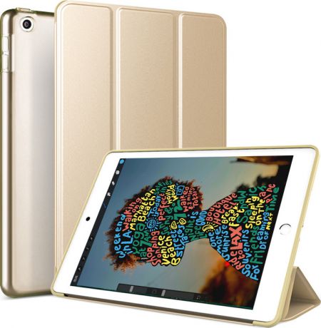 Чехол-обложка MyPads для Apple iPad Pro 12.9 2017/ iPad Pro 12.9 2015 тонкий умный кожаный для пластиковой основе с трансформацией в подставку золотой