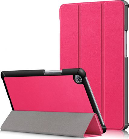Чехол-обложка MyPads для Huawei MediaPad T1 T1-701U тонкий умный кожаный для пластиковой основе с трансформацией в подставку розовый
