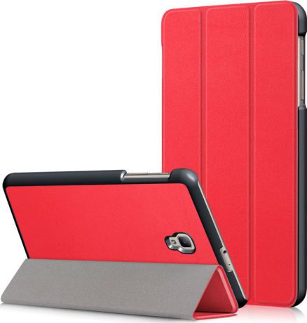 Чехол-обложка MyPads для Samsung Galaxy Tab A 8.0 (2017) SM-T380 / T380 / T385c тонкий умный кожаный на пластиковой основе с трансформацией в подставку красный