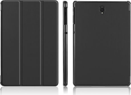 Чехол-обложка MyPads для Samsung Galaxy Tab S4 10.5 SM-T830/T835 тонкий умный кожаный на пластиковой основе с трансформацией в подставку черный