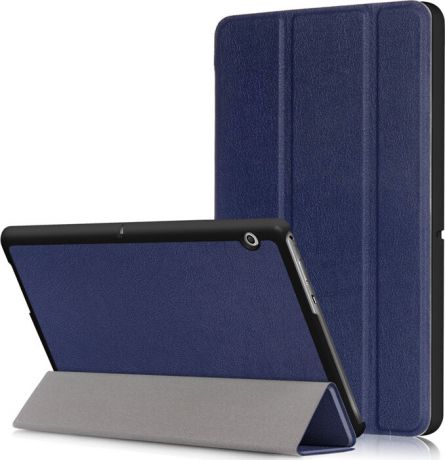 Чехол-обложка MyPads для Huawei MediaPad T3 10 LTE (AGS-L09/L03) 9.6 тонкий умный кожаный на пластиковой основе с трансформацией в подставку синий