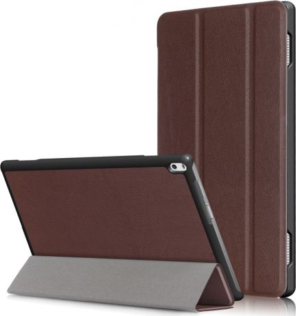 Чехол-обложка MyPads для Lenovo Tab 4 10 Plus TB-X704L/F тонкий умный кожаный на пластиковой основе с трансформацией в подставку коричневый