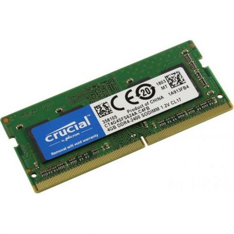 Оперативная память Crucial 4GB DDR4 2400 SO DIMM CT4G4SFS624A Non-ECC, CL17, 1.2V, SRx16
