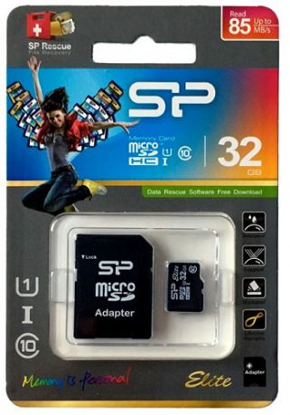 Карта памяти MicroSD 32GB Silicon Power Class 10 Elite UHS-I + SD адаптер