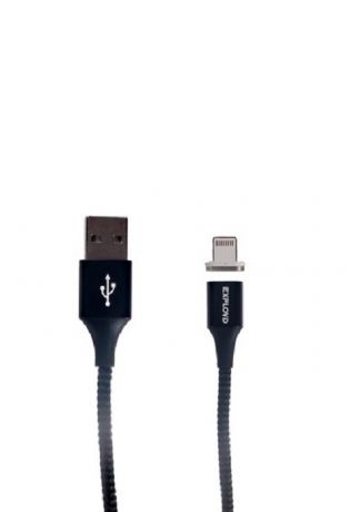 Кабель Apple Lightning- USB Exployd EX-K-389 Prime, нейлоновый на магнитах, 2.1A, чёрный
