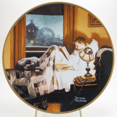 Декоративная коллекционная тарелка "Взросление: Дверь в прошлое". Фарфор, деколь, золочение. США, Edwin M.Knowles China Company, Норман Роквелл, 1991