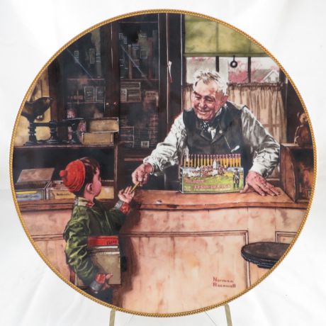 Декоративная коллекционная тарелка "Взросление: Возвращение в школу". Фарфор, деколь, золото. США, Edwin M.Knowles China Company, Норман Роквелл, 1990
