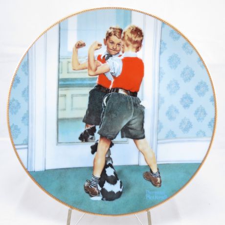 Декоративная коллекционная тарелка "Взросление: Атлет". Фарфор, деколь, золочение. США, Edwin M.Knowles China Company, Норман Роквелл, 1991