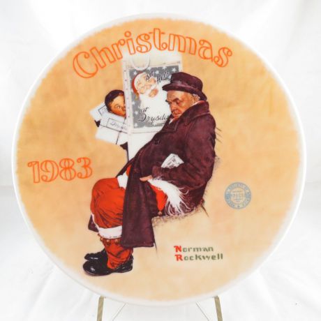 Декоративная тарелка Knowles "Новогодняя серия: Рождество 1983 - Санта в метро". Фарфор, деколь. США, Норман Роквелл, 1983