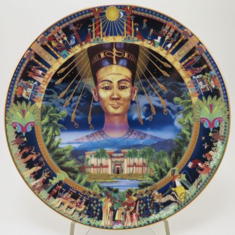 Декоративная тарелка Bradford Exchange "Мощь Древнего Египта: Нефертити". Фарфор, деколь, золочение. США, Сью Климпсон, 1998