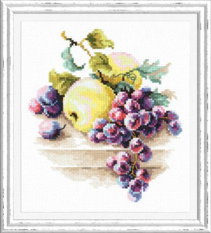 "Виноград и яблоки". Набор для вышивания крестом (Чудесная игла) 16 х 18 см.