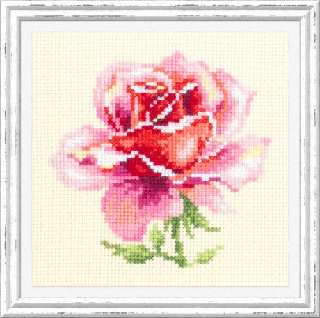 "Розовая роза". Набор для вышивания крестом (Magic needle / Чудесная игла) 11 х 11 см.