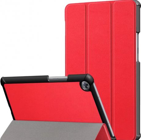 Чехол-обложка MyPads для Huawei MediaPad M5 8.4 тонкий умный кожаный на пластиковой основе с трансформацией в подставку красный