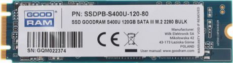 Твердотельный накопитель 120Gb SSD GOODRAM S400U, SSDPB-S400U-120-80