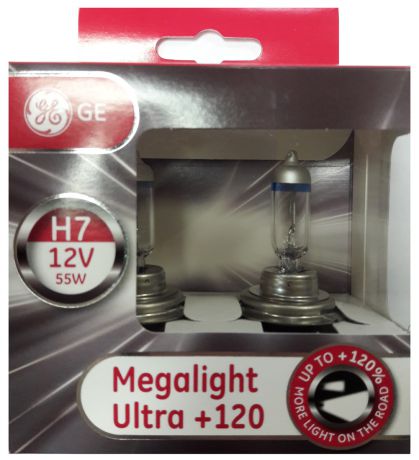 Лампа автомобильная General Electric "Megalight Ultra "120", цоколь PX26d, 12V, 55W, 2 шт