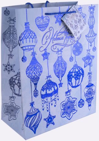 Пакет подарочный Magic Time "Синие новогодние шары", 17,8 х 22,9 х 9,8 см