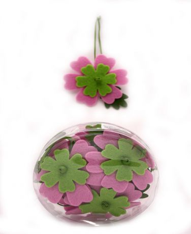 Декоративное подвесное украшение RTO "Цветочки", цвет: светло-зеленый, розовый, 12 шт