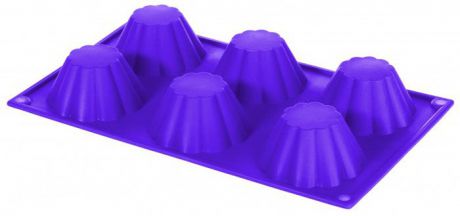 Форма для выпечки и заморозки "Желе", силиконовая, цвет: фиолетовый, 6 ячеек