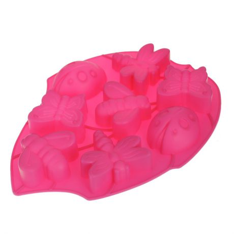 Форма для выпечки и заморозки Regent Inox "Лист", силиконовая, цвет: розовый, 8 ячеек
