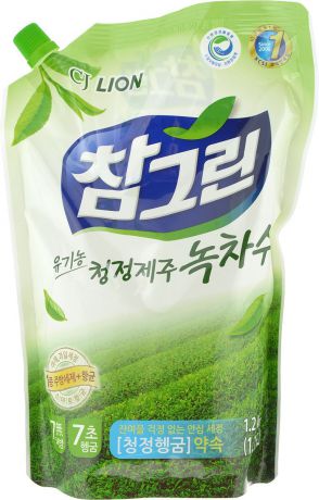 Средство для мытья посуды, овощей и фруктов Cj Lion "Зеленый чай", сменная упаковка, 1,16 л