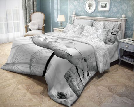Комплект белья Волшебная ночь "Poppy", 2-спальный, наволочки 50x70, цвет: серый