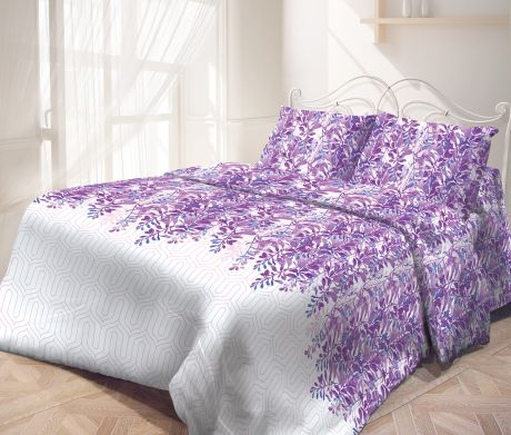 Комплект белья Самойловский текстиль "Японский сад", 1,5-спальный, наволочки 70х70, цвет: серый