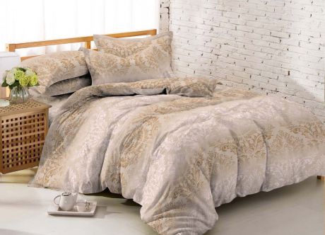 Комплект белья Amore Mio Damascus, 2-спальный, 6854, бежевый, наволочки 70 х 70 см