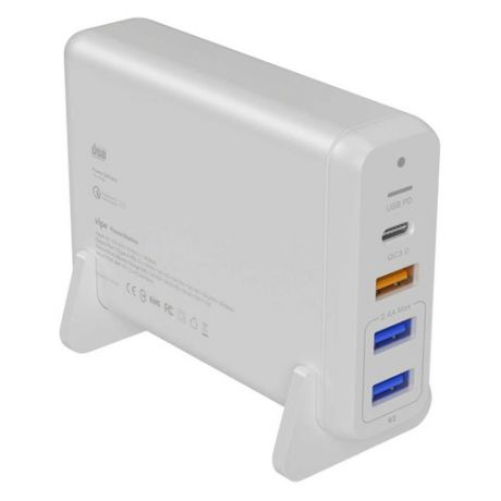 Настольное зарядное устройство VIPE Power Station, 2 USB + USB type-C, 3A, белый