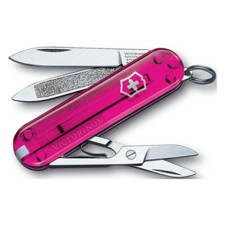 Складной нож VICTORINOX 0.6203.T5, 7 функций, 58мм, розовый полупрозрачный
