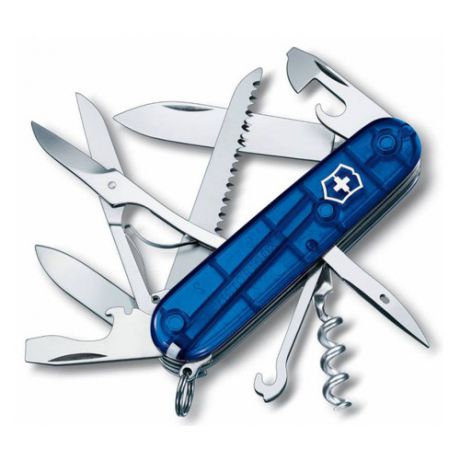 Складной нож VICTORINOX Huntsman, 15 функций, 91мм, синий полупрозрачный