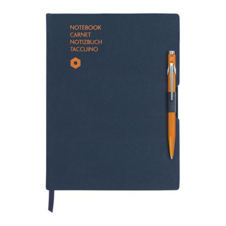 Записная книжка Carandache Office (8491.404) синий A5 192стр. в компл.:ручка шариковая 849 оранжевый