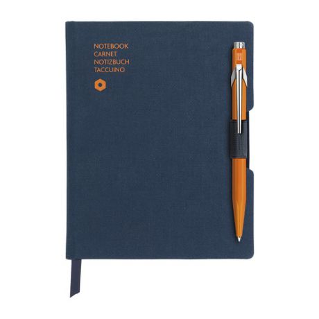 Записная книжка Carandache Office (8491.454) синий A6 192стр. в линейку в компл.:ручка шариковая 849