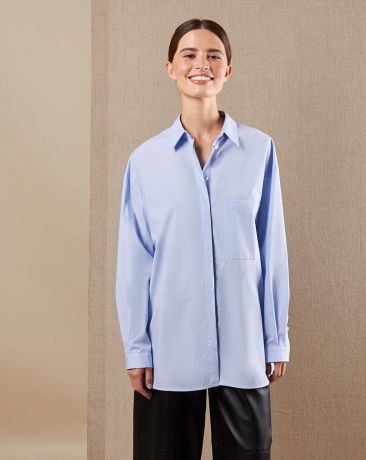 12Storeez Рубашка BL65/022 (Голубой в полоску)