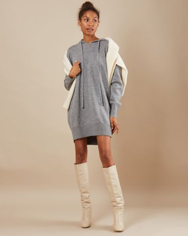 12Storeez Платье мини из трикотажа KN15/002 (Серый)