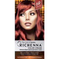 Richenna Color Cream 6 r - Крем-краска для волос с хной, медно-красный