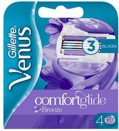 Gillette, Сменные кассеты для бритья Venus ComfortGlide Breeze, 4 шт