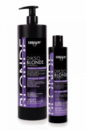 Dikson, Тонирующий шампунь для блондинок от желтизны Dikso Blonde Anti-Yellow Toning Shampoo, 300 мл
