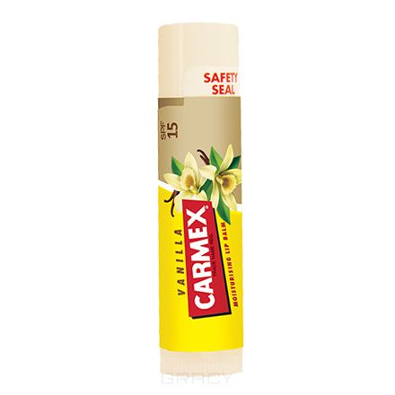Carmex, Увлажняющий бальзам для губ со вкусом ванили SPF15, 4 гр