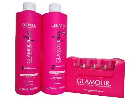 Cadiveu Professional, Glamour Plus Набор для цистеирования волос Кадевью Гламур Плюс, 500/500/10х15 мл