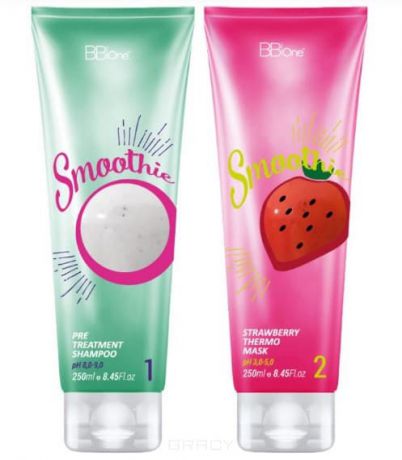 BB One, Набор для кератинового выпрямления Smoothie Strawberry BBOne, 2х250 мл